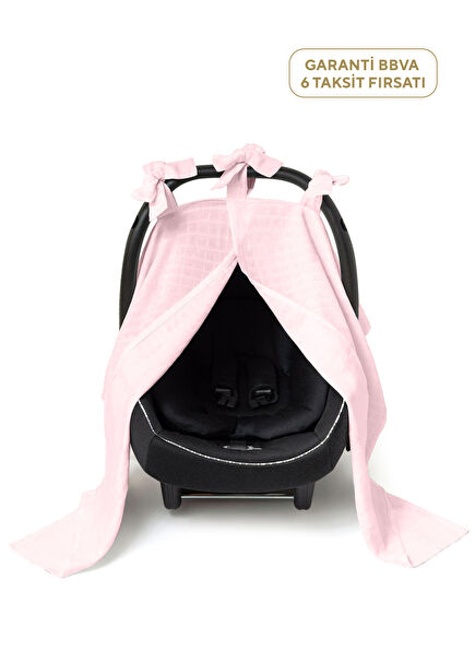 %100 Pamuk Innocent Pink Müslin Kız Bebek Puset Örtüsü