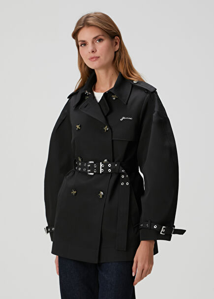 Black Twill Trench Coat