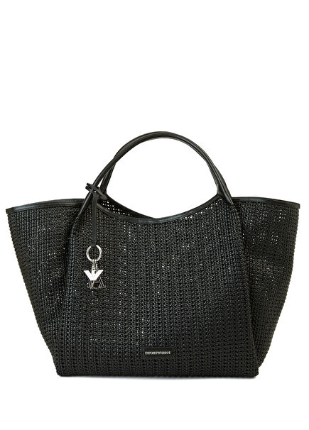 Oversized Interwoven Black Women's Shopping Bag
