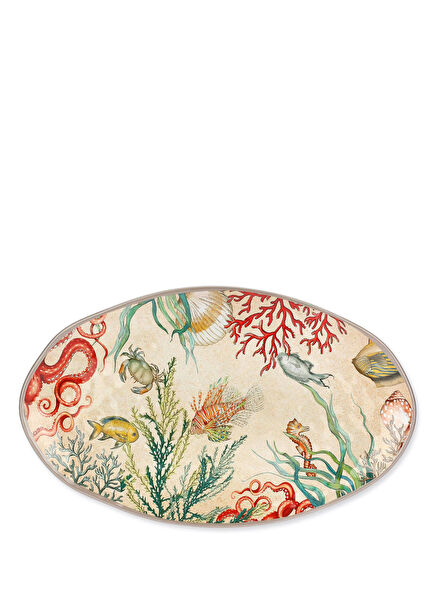 Sea Life Beige Melamine Serving Plate