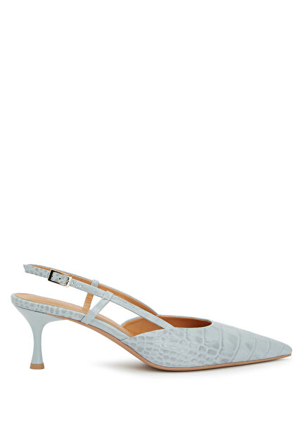 Light Blue Crocodile Detailed Leather Gova