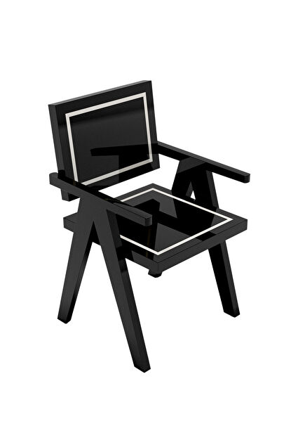 Siyah Beyaz Ahşap Lake Yemek Odası Sandalyesi