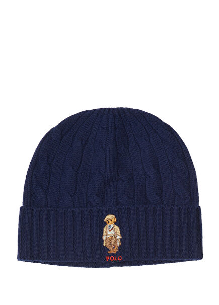 Lacivert Saç Örgülü Erkek Yün Bere