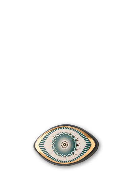 Green Gold Handmade Mini Ceramic Evil Eye