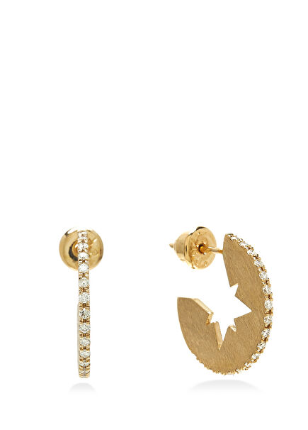 Women's Gold Earrings With Ring-Shaped Stones