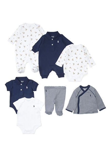 Lacivert Beyaz 7li Erkek Bebek Seti