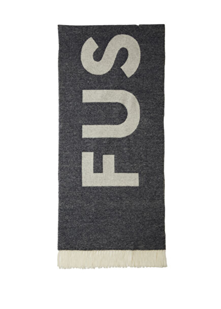 Navy Blue White Logo Women's Wool Scarf