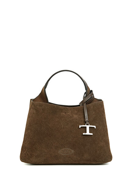 Micro Koyu Kahverengi Kadın Süet El Çantası