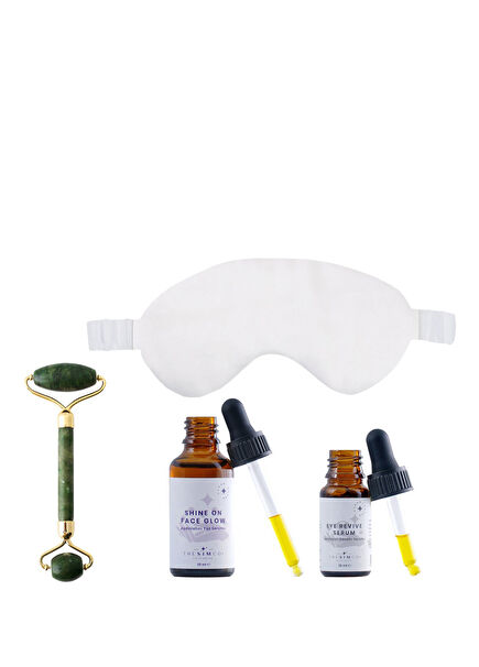 Beauty Sleep Beyaz Uyku Maskesi-Masaj Aleti-Aydınlatıcı Serum 30 ml ve Yenileyici Serum 10 ml Cilt Bakım Seti