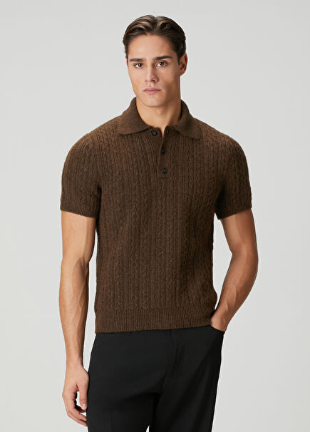 Brown Polo Short Sleeve Sweater