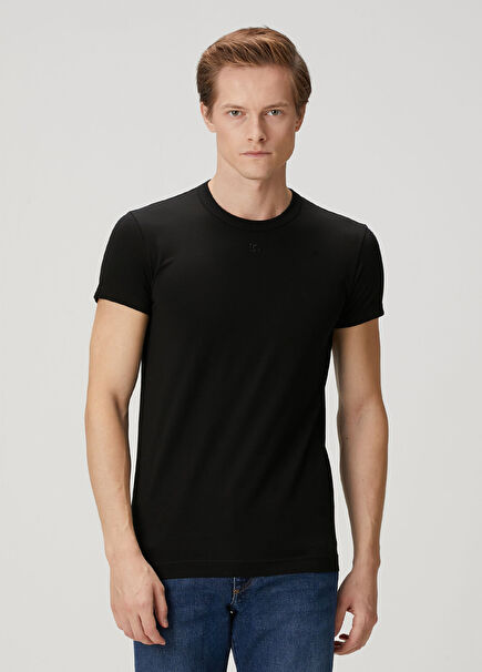 Siyah Logo Nakışlı T-shirt