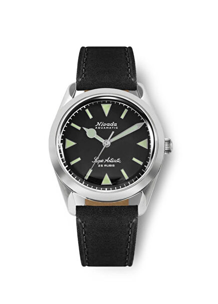 Super Antarctic Green 32026A17 Black Leather Men's Wristwatch