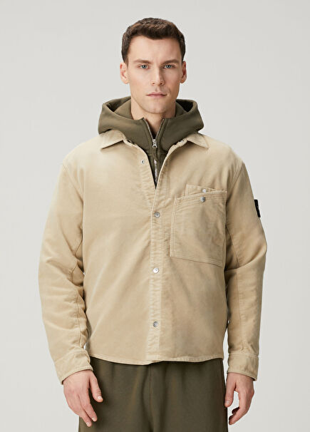 Comfort Fit Beige Overshirt
