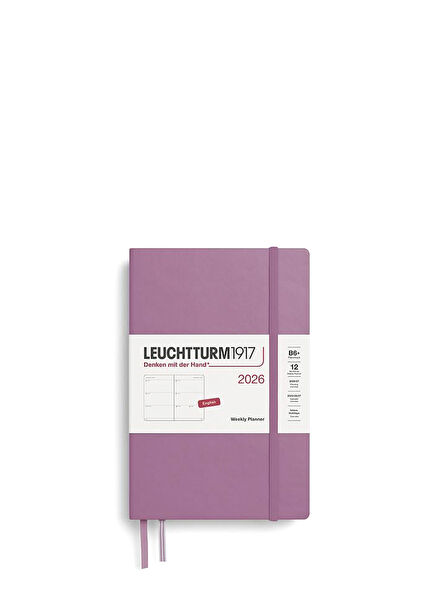 Dusty Rose Pink Bag Size B6+ Hard Cover English 2026 12 Month Planner & Notebook 372715