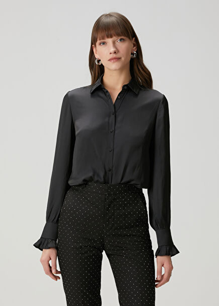 Thely Black Satin Shirt