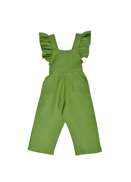 Azra Back Detailed Green Baby Girl Jumpsuit