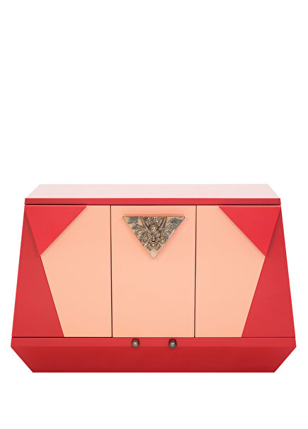 Credenza Dragon Red Salmon Cabinet Console