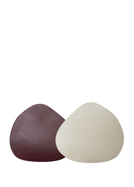 Amorf Mürdüm Krem Deri Çift Taraflı Amerikan Servis 45 x 37 cm