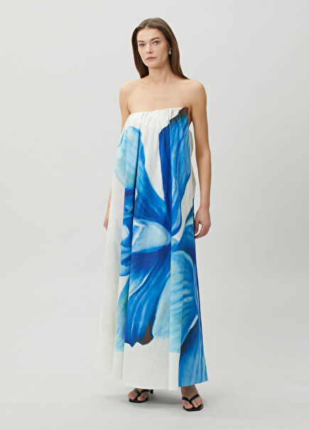 Olea Blue White Maxi Dress