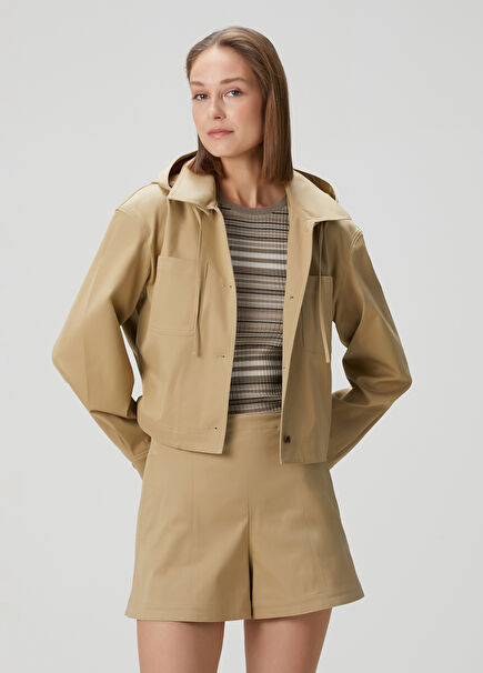 Camel Hooded Jacket