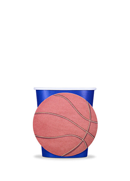 Basketbol Topu Figürlü 8'li Lacivert Kağıt Bardak