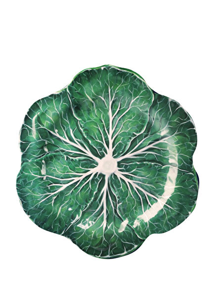 Botanica Çiçek Desenli Yeşil Melamin Servis Tabağı 28 cm