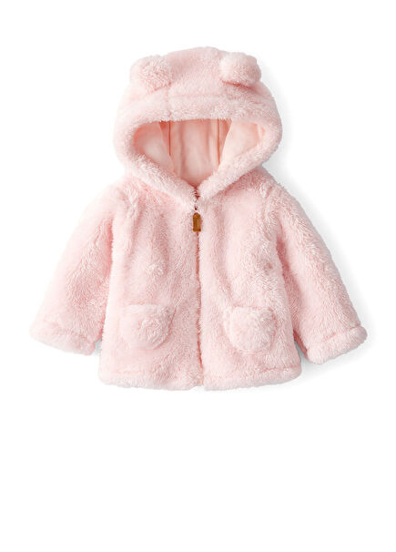 Pembe Kapüşonlu Kız Bebek Hırka