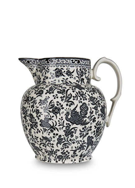 Black Regal Peacock Etruscan Siyah Beyaz Desenli Porselen Sürahi 2,2 lt 