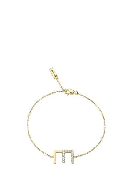 Diamond Initial Chain Bracelet 14K Gold Women's Diamond Bracelet