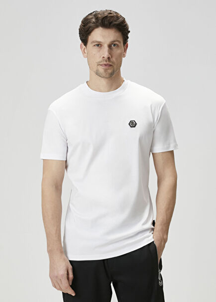 Beyaz Logo Detaylı T-shirt