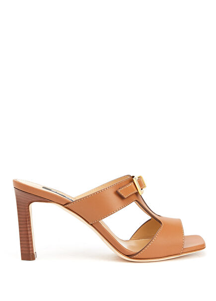Beige Women's Leather Mules