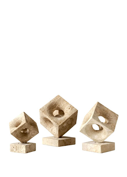 Cube Travertine 3-Piece Decorative Object