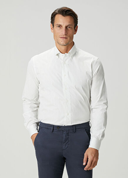 White Stripe Patterned Shirt