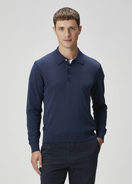 Navy Blue Organic Cotton Sweater