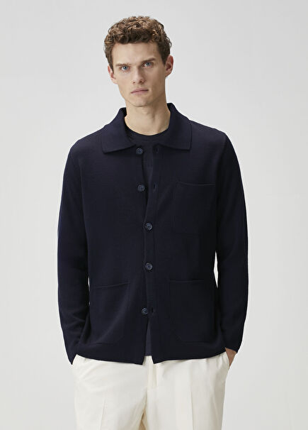 Lacivert Yün Triko Hırka