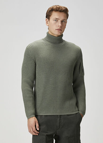 Yeşil Balıkçı Yaka Yün Kazak