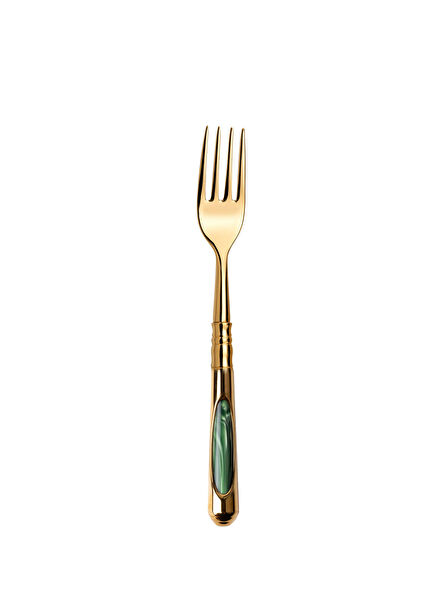 Ceres Of Gold Stainless Steel Green Dessert Fork
