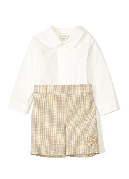White Beige Baby Boy 2 Piece Linen Set