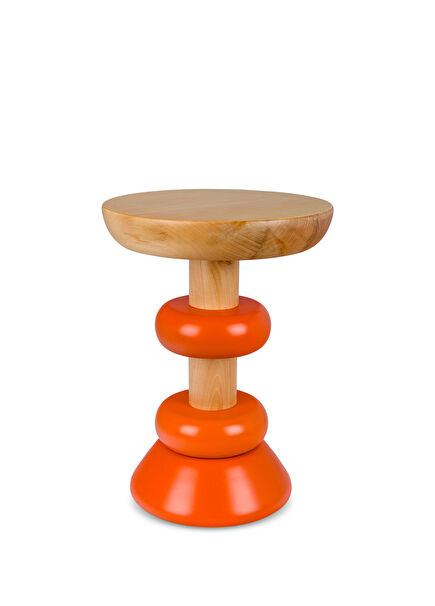 Memphis Turuncu Ahşap Yan Sehpa