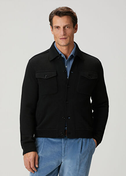 Black Wool Knit Jacket