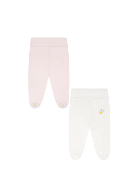 Pink 2-Pack Baby Girl Pants with Booties