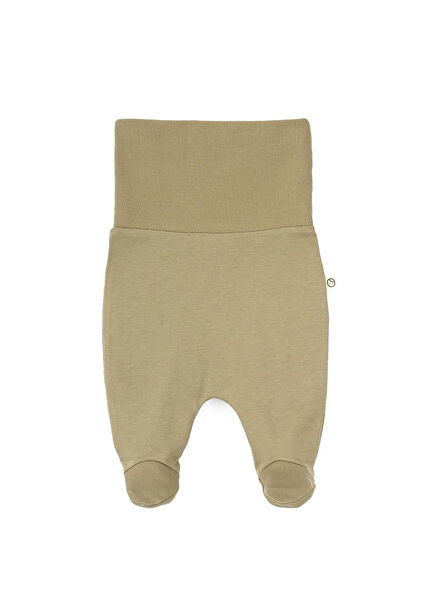 Haki Organik Pamuk Yüksek Bel Unisex Bebek Patikli Pantolon 