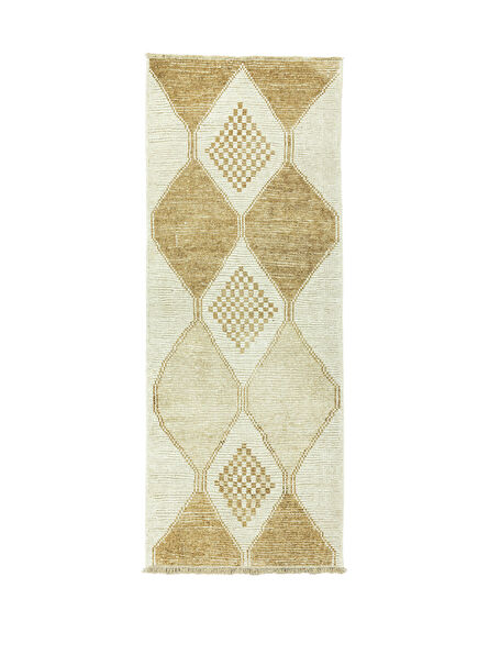 Coral Geometric Patterned Wool Runner 89 x 229 cm