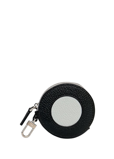 Mini Circle Purse Black Leather Unisex Kids Wallet