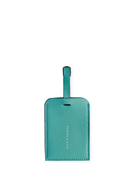 Turquoise Leather Luggage Tag