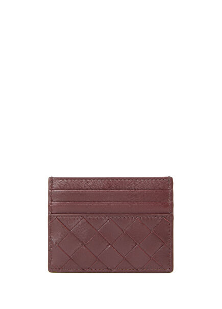 Intrecciato Burgundy Women's Leather Card Holder