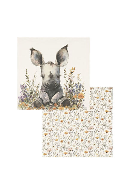 Bloomie & Rina Rhino Pamuklu Müslin 2'li Bebek Örtüsü Seti
