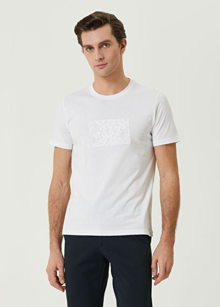 Beyaz Palmiye Baskılı T-shirt