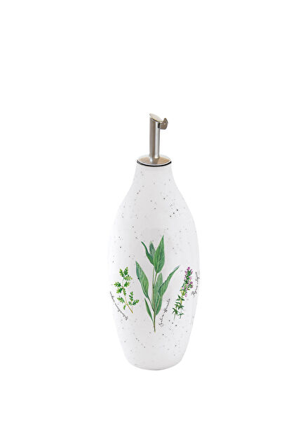 Herbarium Plant Pattern White Porcelain Oil and Vinegar Set
