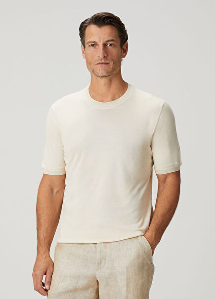 Bej Kısa Kollu Triko